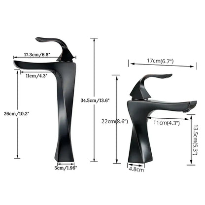 Modern gold angular basin faucet bathroom fixture