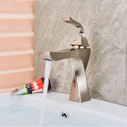 Modern gold angular basin faucet bathroom fixture