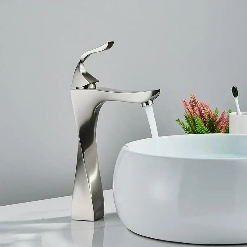 Modern gold angular basin faucet bathroom fixture