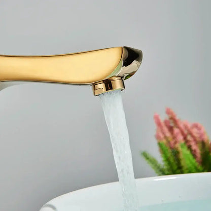 Modern gold angular basin faucet bathroom fixture