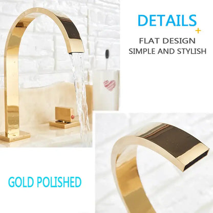 Modern gold arched dual handle basin faucet set bathroom mixer