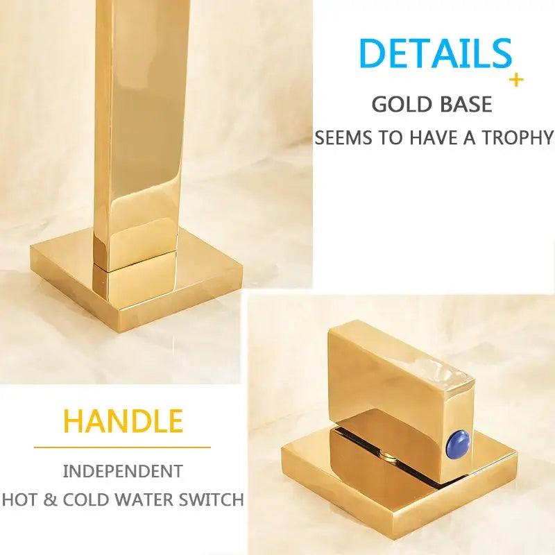 Modern gold arched dual handle basin faucet set bathroom mixer