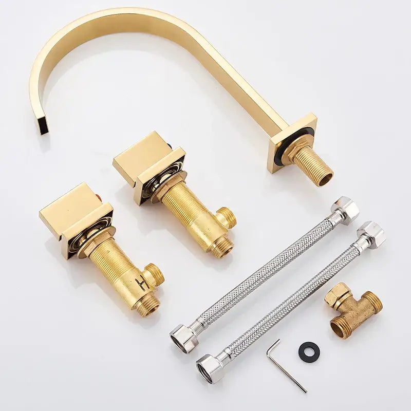 Modern gold arched dual handle basin faucet set bathroom mixer