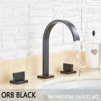 Modern gold arched dual handle basin faucet set bathroom mixer