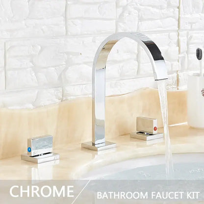 Modern gold arched dual handle basin faucet set bathroom mixer
