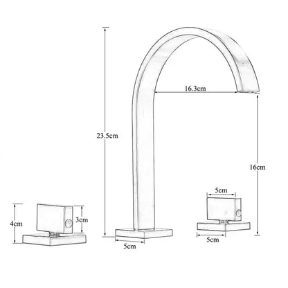 Modern gold arched dual handle basin faucet set bathroom mixer