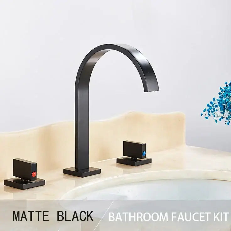 Modern gold arched dual handle basin faucet set bathroom mixer