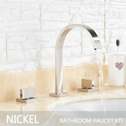 Modern gold arched dual handle basin faucet set bathroom mixer