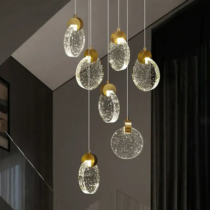 Modern gold attic crystal chandelier for dining room glass disc light