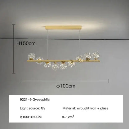 Modern gold ball g9 led ceiling chandelier for dining room