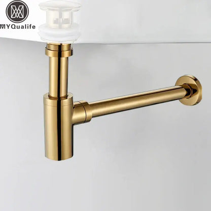 Modern gold basin tap siphon kit bathroom pop up drain