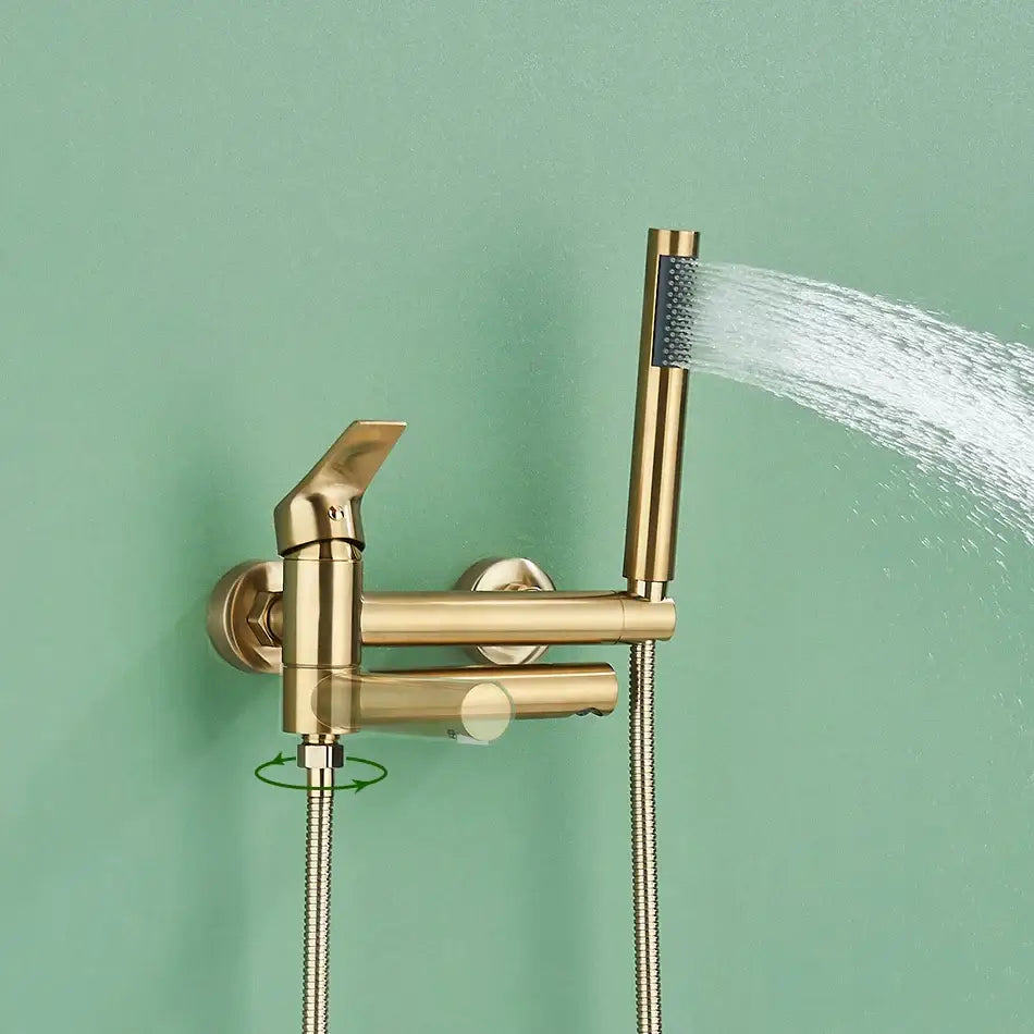 Modern gold bathroom bathtub shower mixer tap set with handheld spray