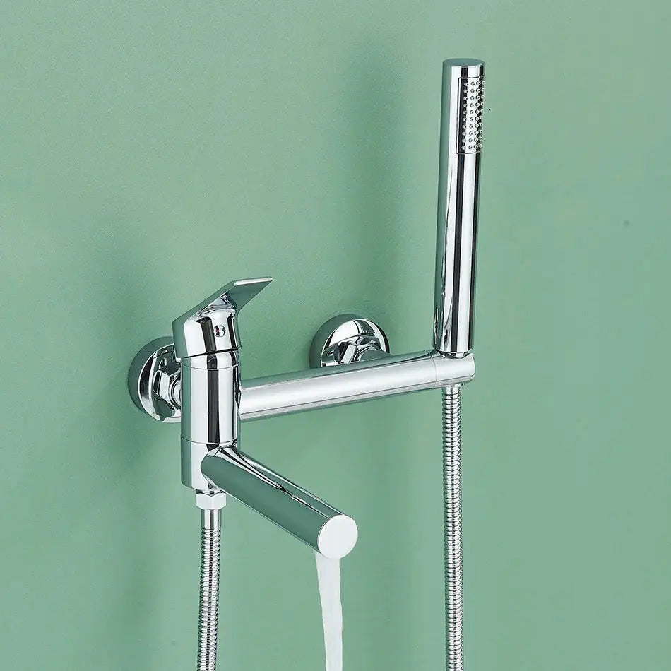 Modern gold bathroom bathtub shower mixer tap set with handheld spray