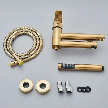 Modern gold bathroom bathtub shower mixer tap set with handheld spray