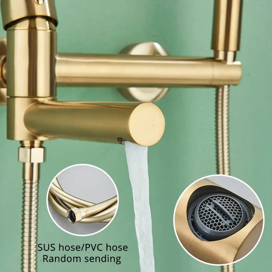 Modern gold bathroom bathtub shower mixer tap set with handheld spray