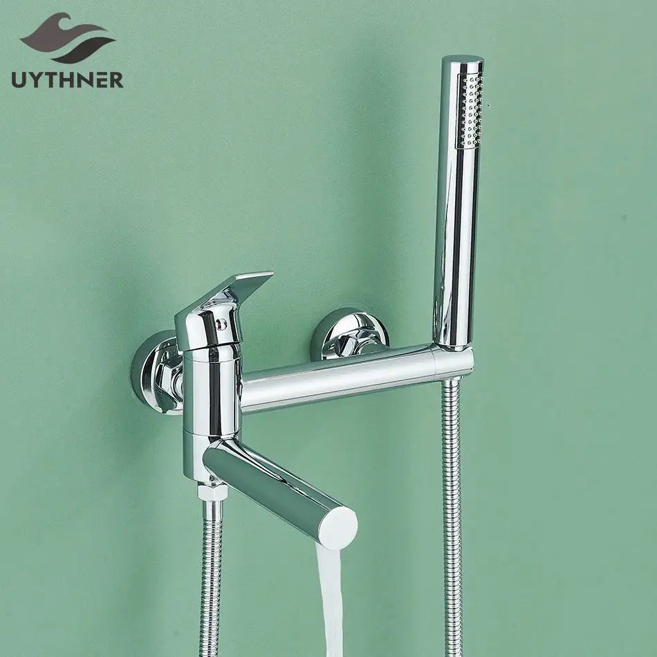 Modern gold bathroom bathtub shower mixer tap set with handheld spray