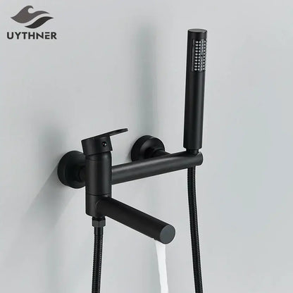 Modern gold bathroom bathtub shower mixer tap set with handheld spray