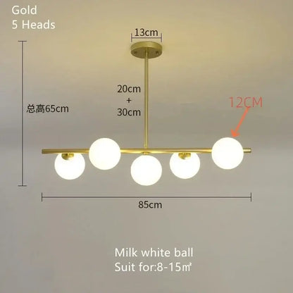 Modern gold bean glass chandelier dining room linear lighting