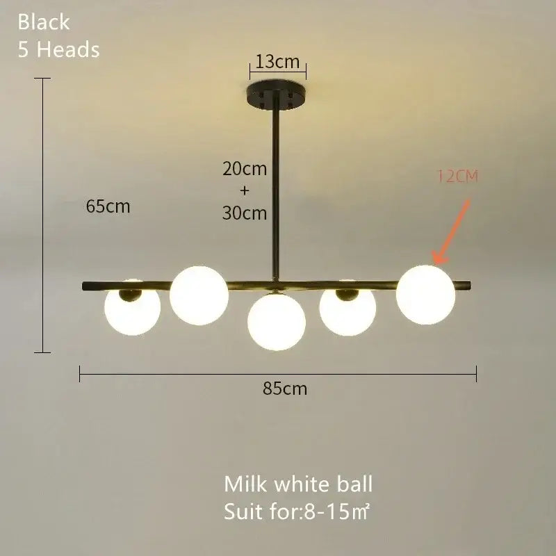 Modern gold bean glass chandelier dining room linear lighting