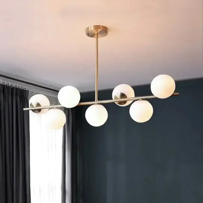Modern gold bean glass chandelier dining room linear lighting