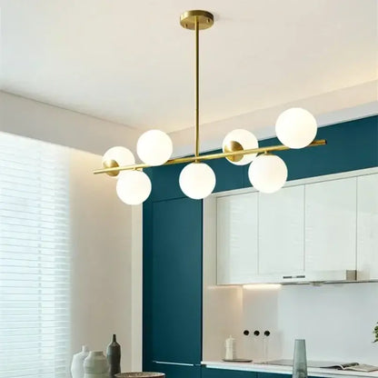 Modern gold bean glass chandelier dining room linear lighting