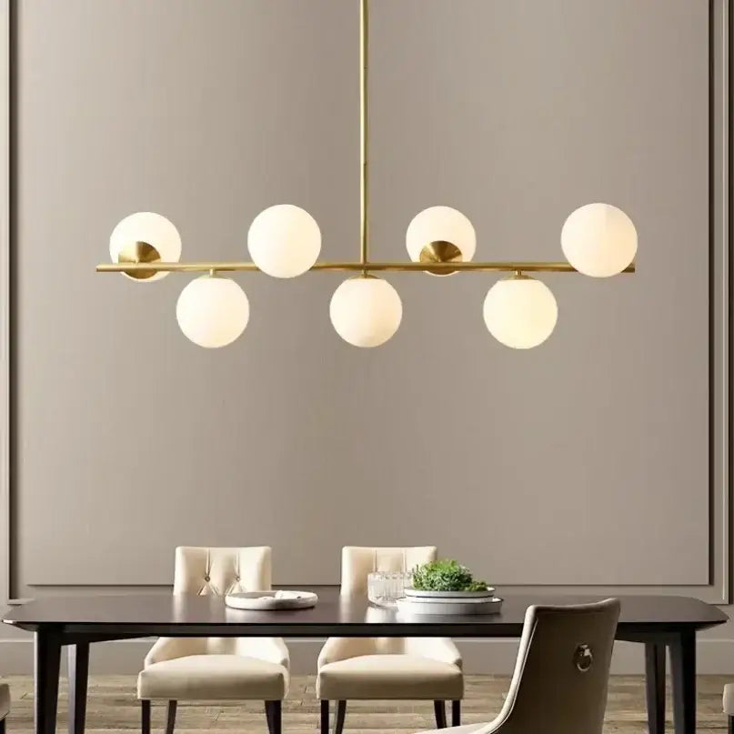Modern gold bean glass chandelier dining room linear lighting