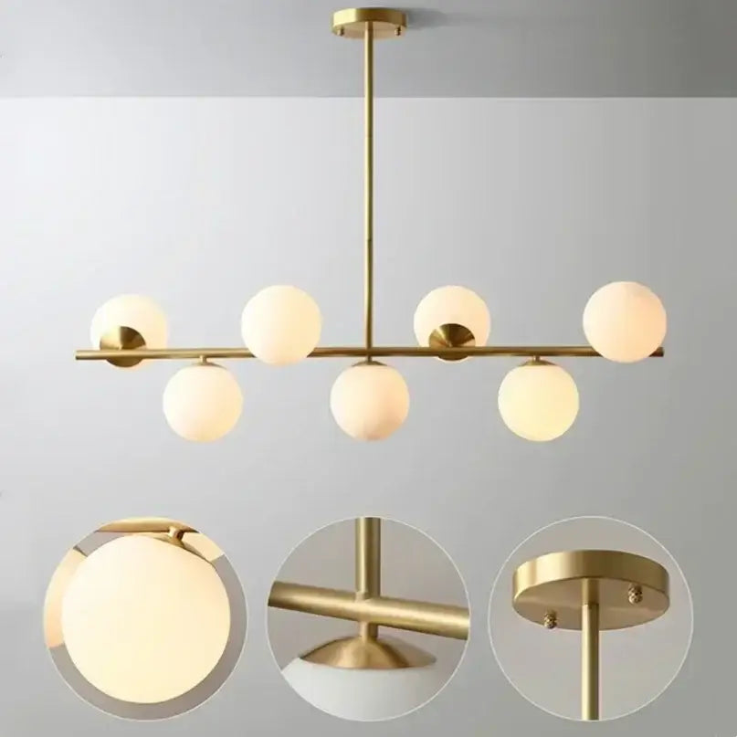 Modern gold bean glass chandelier dining room linear lighting