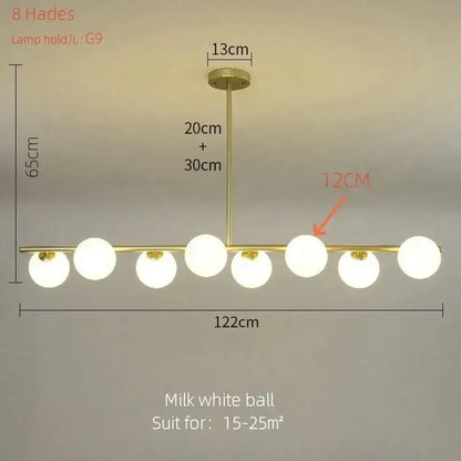Modern gold bean glass chandelier dining room linear lighting