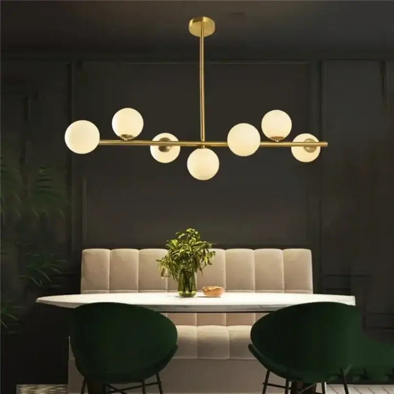 Modern gold bean glass chandelier dining room linear lighting