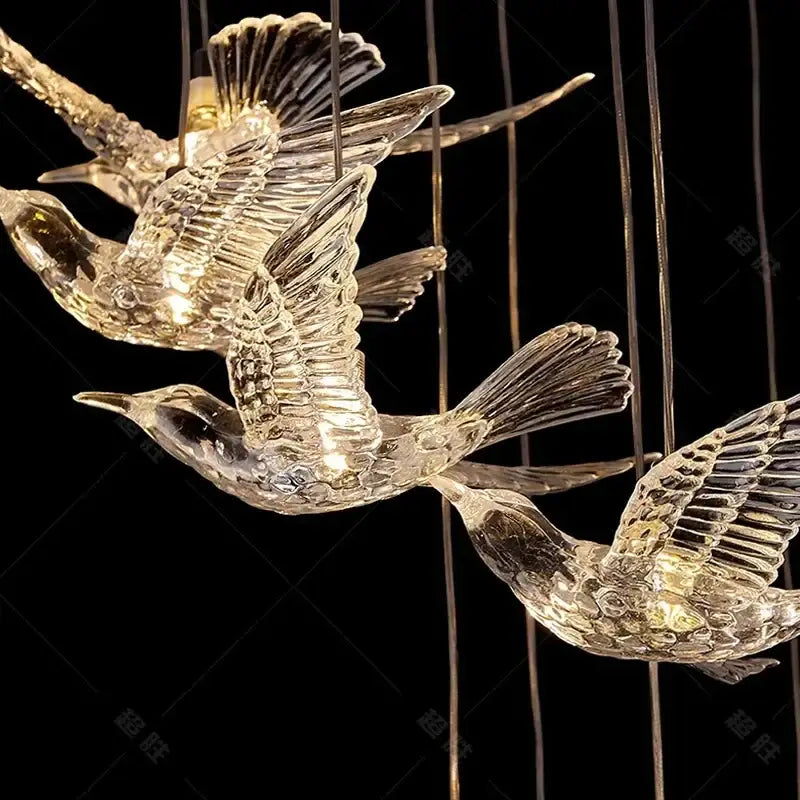 Modern gold bird design led chandelier for living room