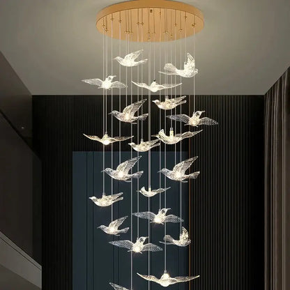 Modern gold bird design led chandelier for living room
