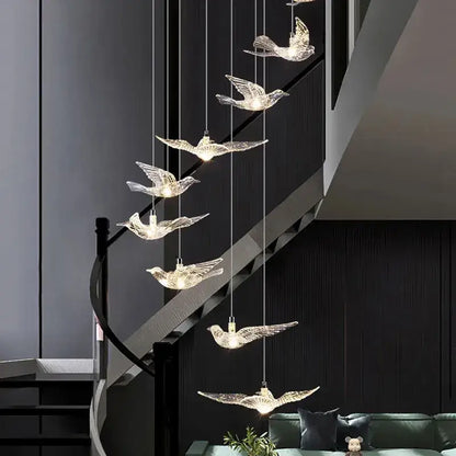 Modern gold bird design led chandelier for living room