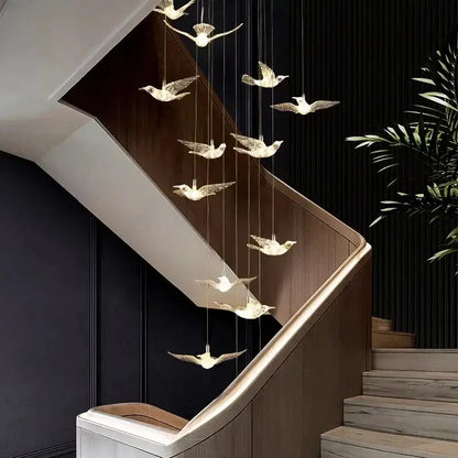 Modern gold bird design led chandelier for living room