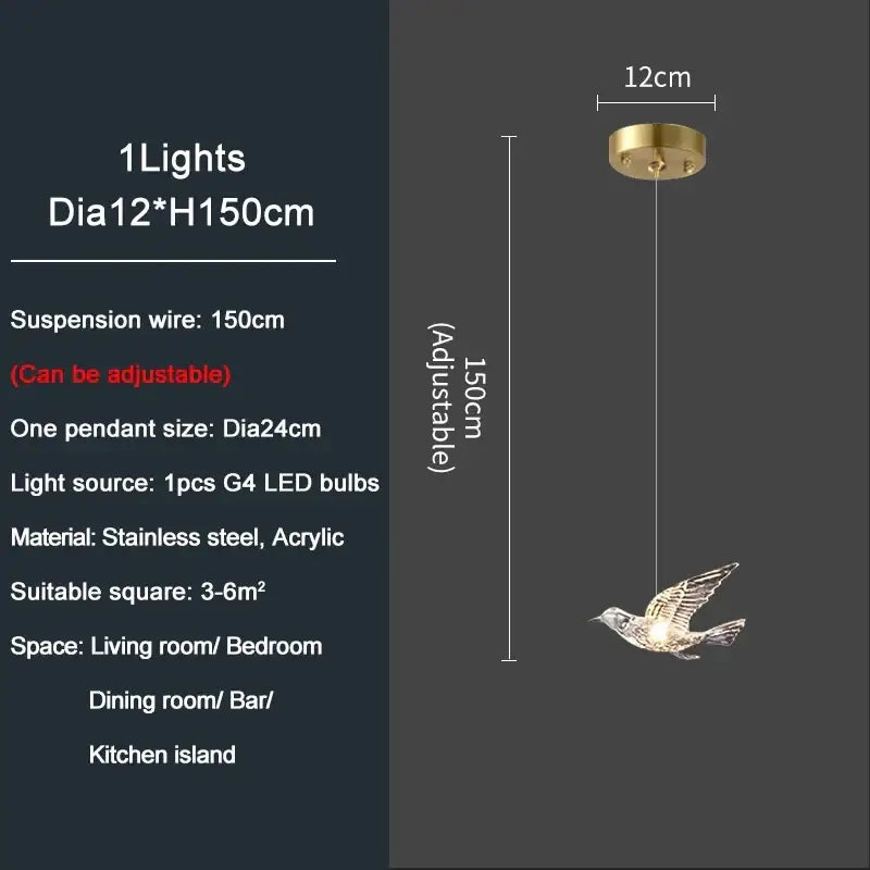 Modern gold bird design led chandelier for living room