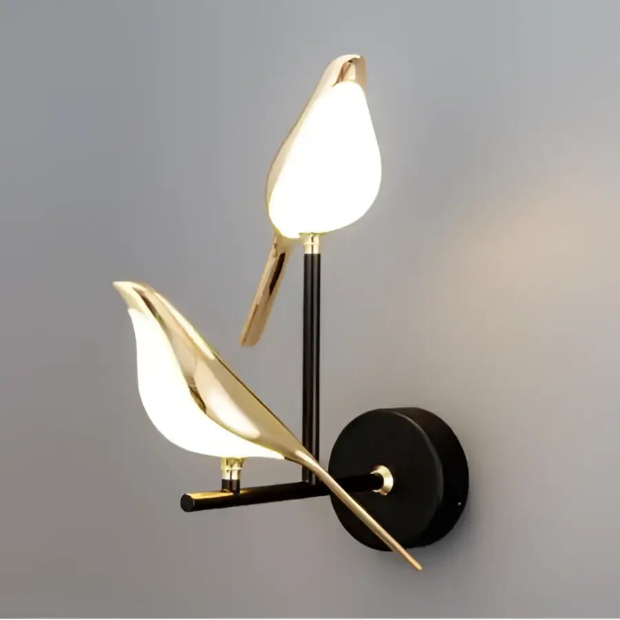 Modern gold bird led wall lamp for bedroom decor