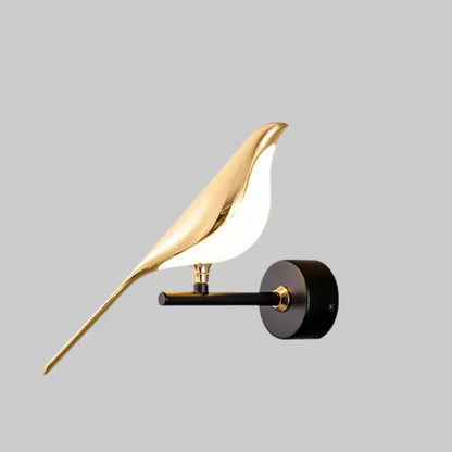 Modern gold bird led wall sconce bedroom accent light