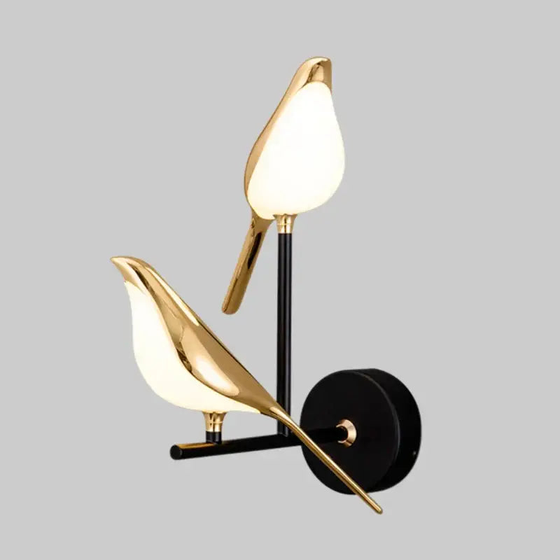 Modern gold bird led wall sconce bedroom accent light