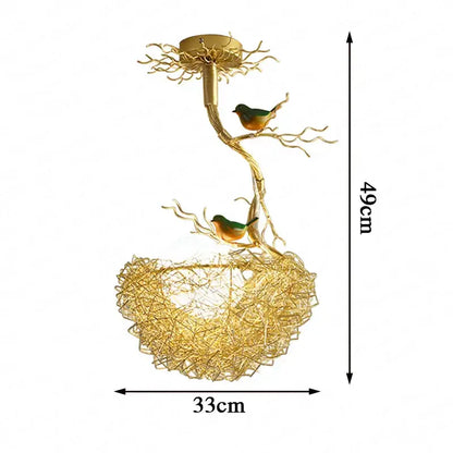 Modern gold bird nest glass pendant lights for dining room