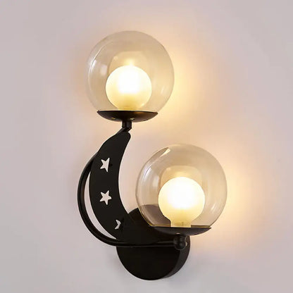 Modern gold & black ball wall sconce bedroom moon light kit