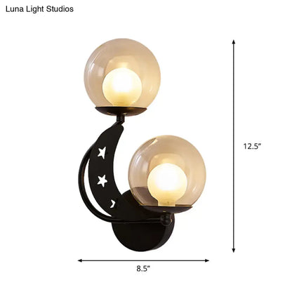 Modern gold & black ball wall sconce bedroom moon light kit