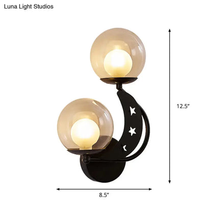 Modern gold & black ball wall sconce bedroom moon light kit