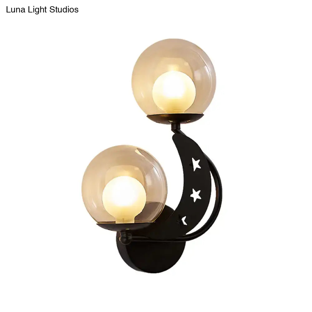 Modern gold & black ball wall sconce bedroom moon light kit