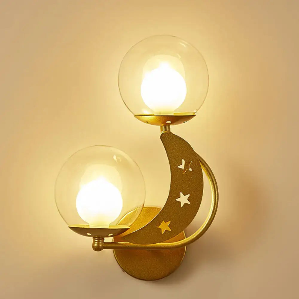 Modern gold & black ball wall sconce bedroom moon light kit