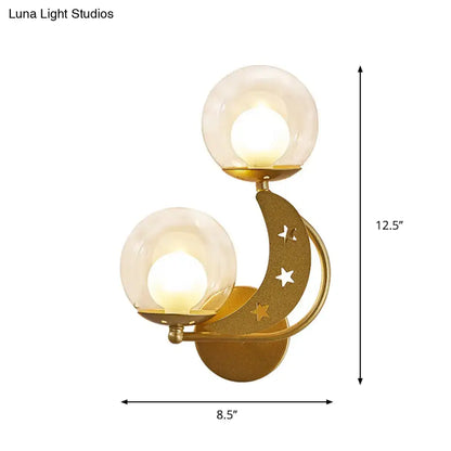 Modern gold & black ball wall sconce bedroom moon light kit