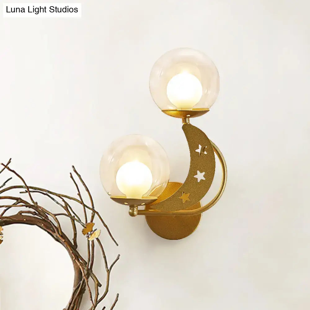 Modern gold & black ball wall sconce bedroom moon light kit