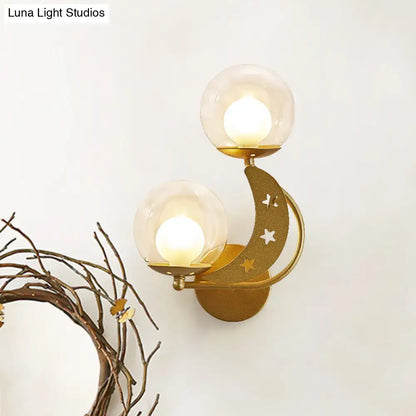 Modern gold & black ball wall sconce bedroom moon light kit