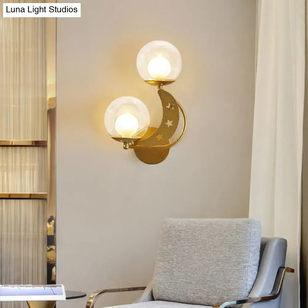 Modern gold & black ball wall sconce bedroom moon light kit