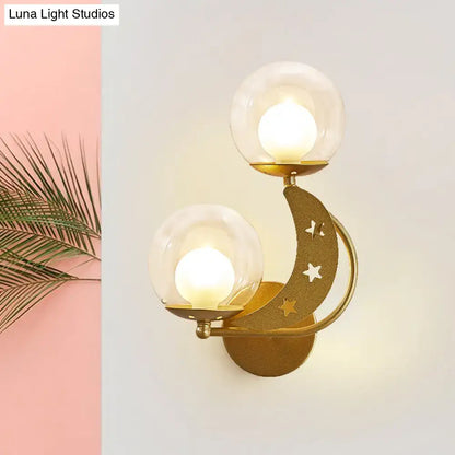 Modern gold & black ball wall sconce bedroom moon light kit