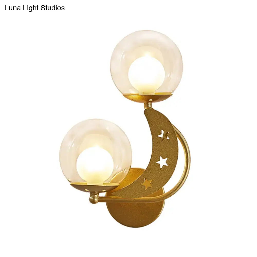Modern gold & black ball wall sconce bedroom moon light kit