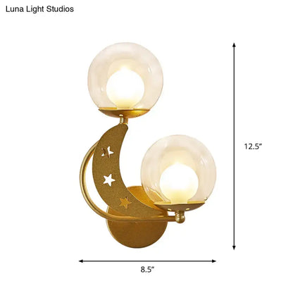 Modern gold & black ball wall sconce bedroom moon light kit